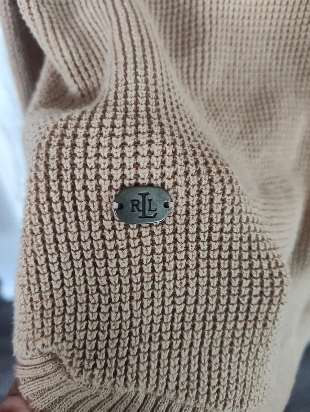 Ralph Lauren Camel Knit Hooded Pullover Sweater SZ M Good Condition - Picture 2 of 5